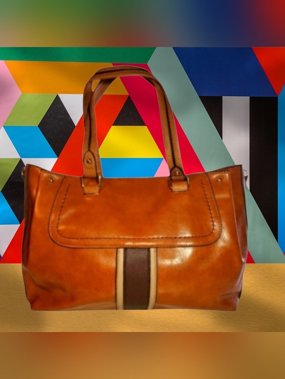 Classic Shoulder Bag With Verticle Stripe Detail - Vintage Style